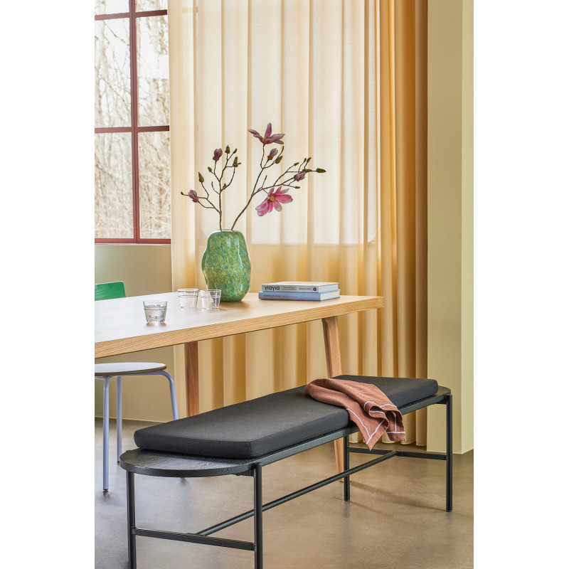 Banc moderne salle à manger 4 places en Tissu Bois d'eucalyptus Métal Noir Norm - 2