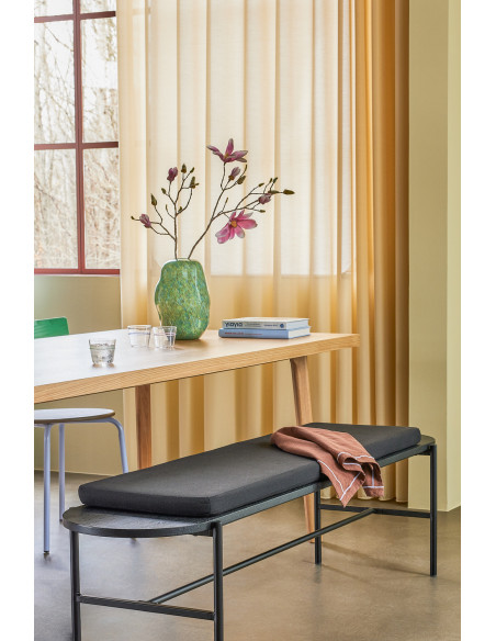 Banc moderne salle à manger 4 places en Tissu Bois d'eucalyptus Métal Noir Norm - 2