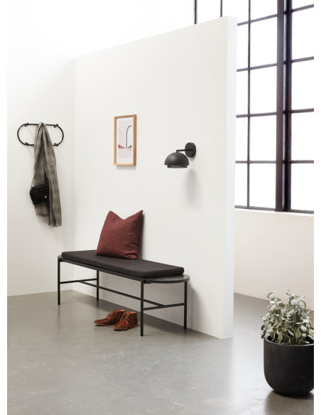 Banc moderne salle à manger 4 places en Tissu Bois d'eucalyptus Métal Noir Norm - 6