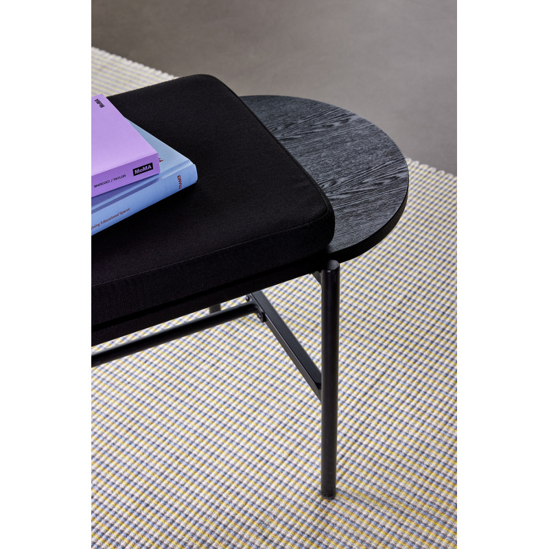 Banc moderne salle à manger 4 places en Tissu Bois d'eucalyptus Métal Noir Norm - 8