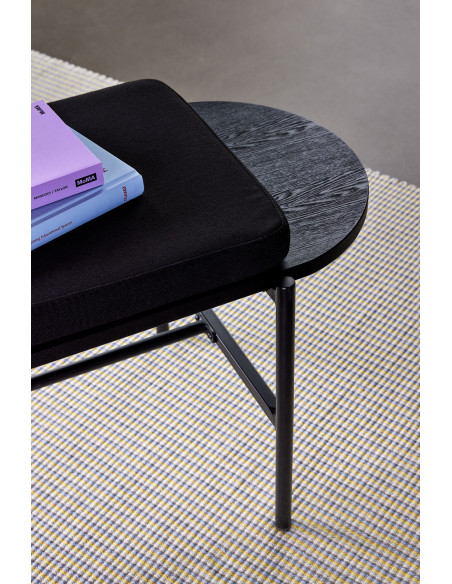 Banc moderne salle à manger 4 places en Tissu Bois d'eucalyptus Métal Noir Norm - 8