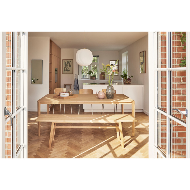 Grand Banc d'intérieur moderne 4 places en Bois MDF Naturel Placage chêne Ground - 3