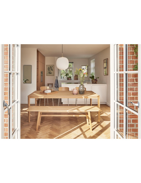 Grand Banc d'intérieur moderne 4 places en Bois MDF Naturel Placage chêne Ground - 3