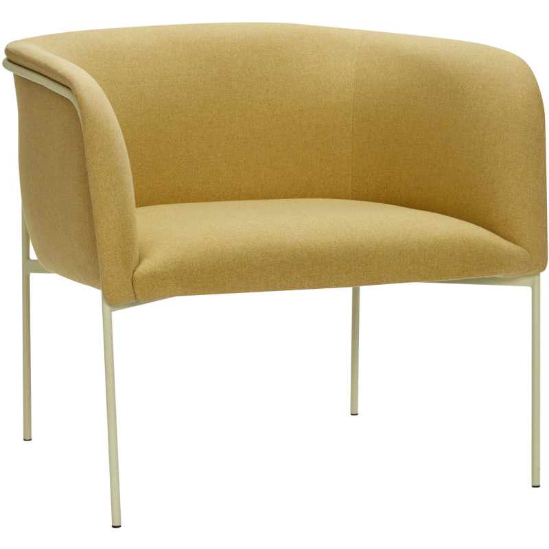Fauteuil moderne arrondi assise large en Tissu Jaune Métal Vert clair Eyrie - 1