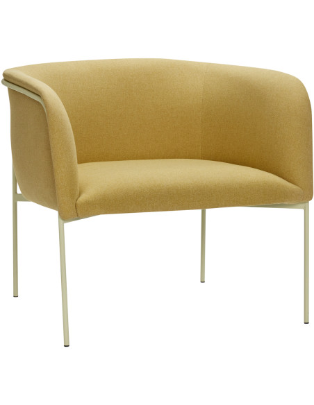 Fauteuil moderne arrondi assise large en Tissu Jaune Métal Vert clair Eyrie - 1