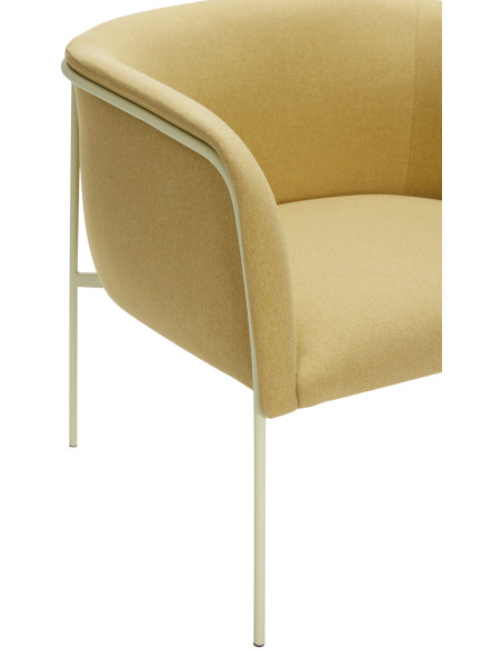 Fauteuil moderne arrondi assise large en Tissu Jaune Métal Vert clair Eyrie - 3