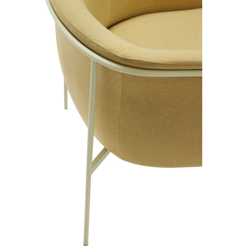 Fauteuil moderne arrondi assise large en Tissu Jaune Métal Vert clair Eyrie - 4