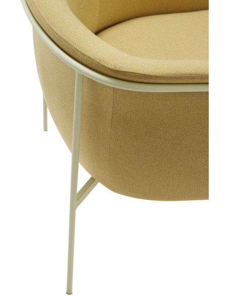 Fauteuil moderne arrondi assise large en Tissu Jaune Métal Vert clair Eyrie - 4