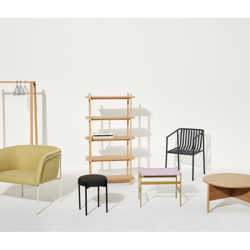 Fauteuil moderne arrondi assise large en Tissu Jaune Métal Vert clair Eyrie - 6