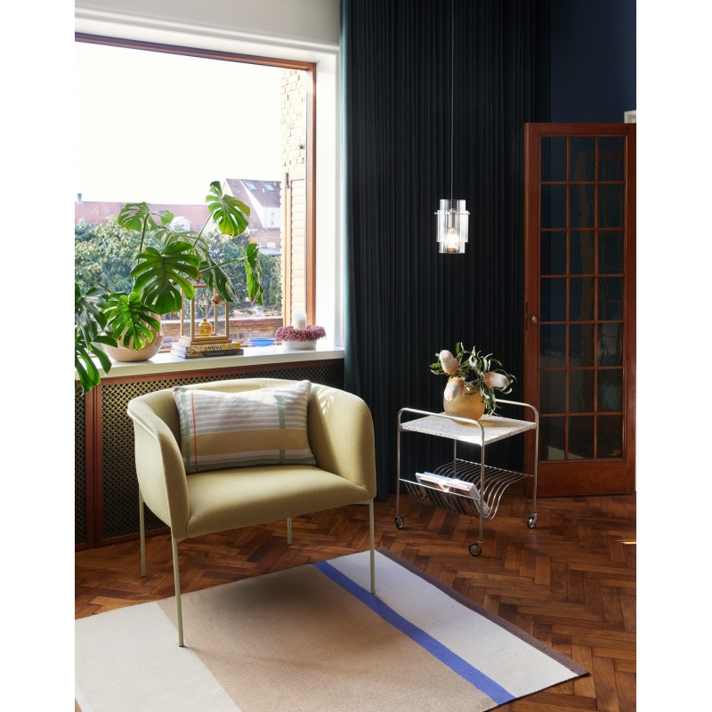 Fauteuil moderne arrondi assise large en Tissu Jaune Métal Vert clair Eyrie - 2