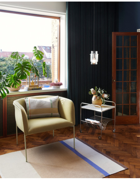 Fauteuil moderne arrondi assise large en Tissu Jaune Métal Vert clair Eyrie - 2