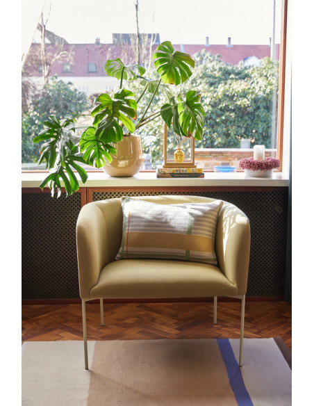 Fauteuil moderne arrondi assise large en Tissu Jaune Métal Vert clair Eyrie - 7