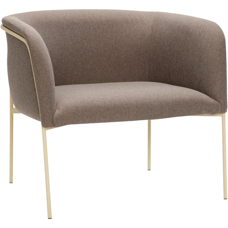 Fauteuil moderne arrondi assise large en Tissu Marron Métal Jaune clair Eyrie - 1