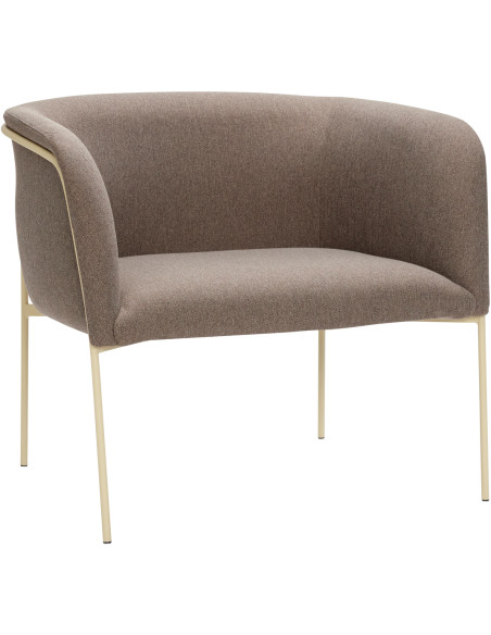 Fauteuil moderne arrondi assise large en Tissu Marron Métal Jaune clair Eyrie - 1