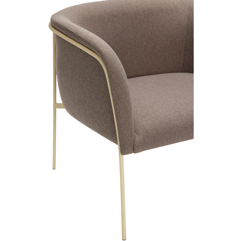 Fauteuil moderne arrondi assise large en Tissu Marron Métal Jaune clair Eyrie - 4