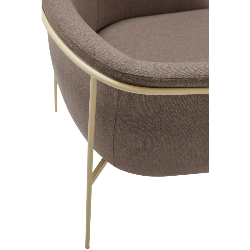 Fauteuil moderne arrondi assise large en Tissu Marron Métal Jaune clair Eyrie - 5