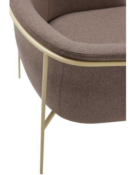 Fauteuil moderne arrondi assise large en Tissu Marron Métal Jaune clair Eyrie - 5