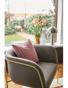 Fauteuil moderne arrondi assise large en Tissu Marron Métal Jaune clair Eyrie - 2