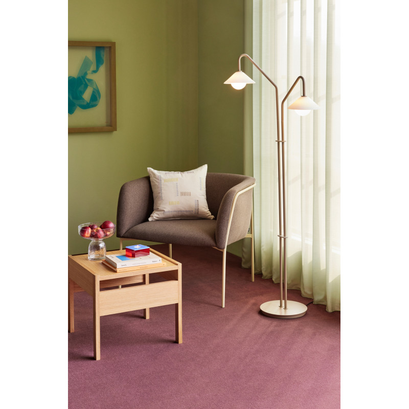 Fauteuil moderne arrondi assise large en Tissu Marron Métal Jaune clair Eyrie - 9