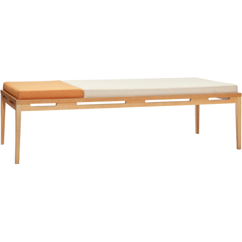 Banquette Daybed moderne 180x80 en Bois de chêne Naturel Tissu Beige Orange Amber - 1