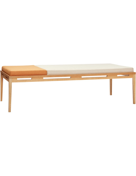 Banquette Daybed moderne 180x80 en Bois de chêne Naturel Tissu Beige Orange Amber - 1