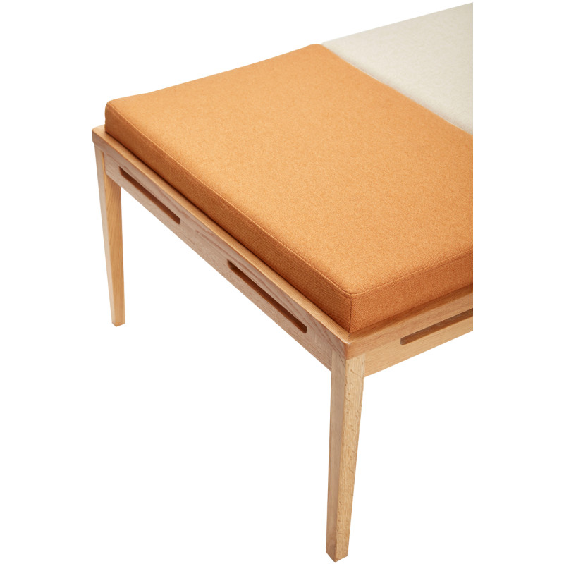 Banquette Daybed moderne 180x80 en Bois de chêne Naturel Tissu Beige Orange Amber - 3