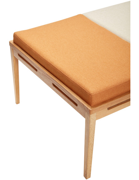 Banquette Daybed moderne 180x80 en Bois de chêne Naturel Tissu Beige Orange Amber - 3