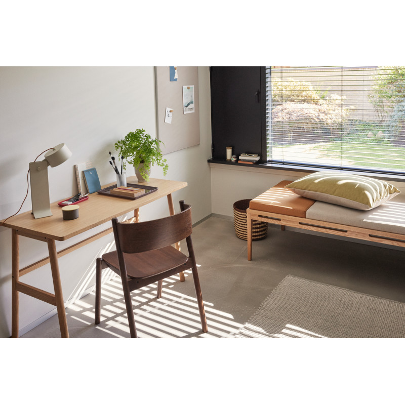 Banquette Daybed moderne 180x80 en Bois de chêne Naturel Tissu Beige Orange Amber - 7