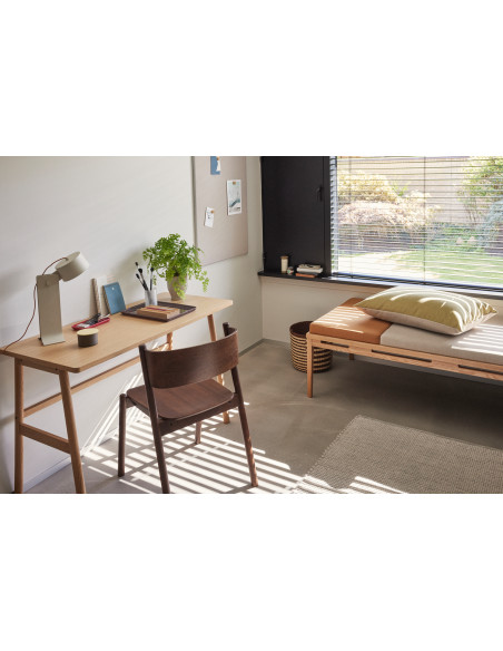 Banquette Daybed moderne 180x80 en Bois de chêne Naturel Tissu Beige Orange Amber - 7