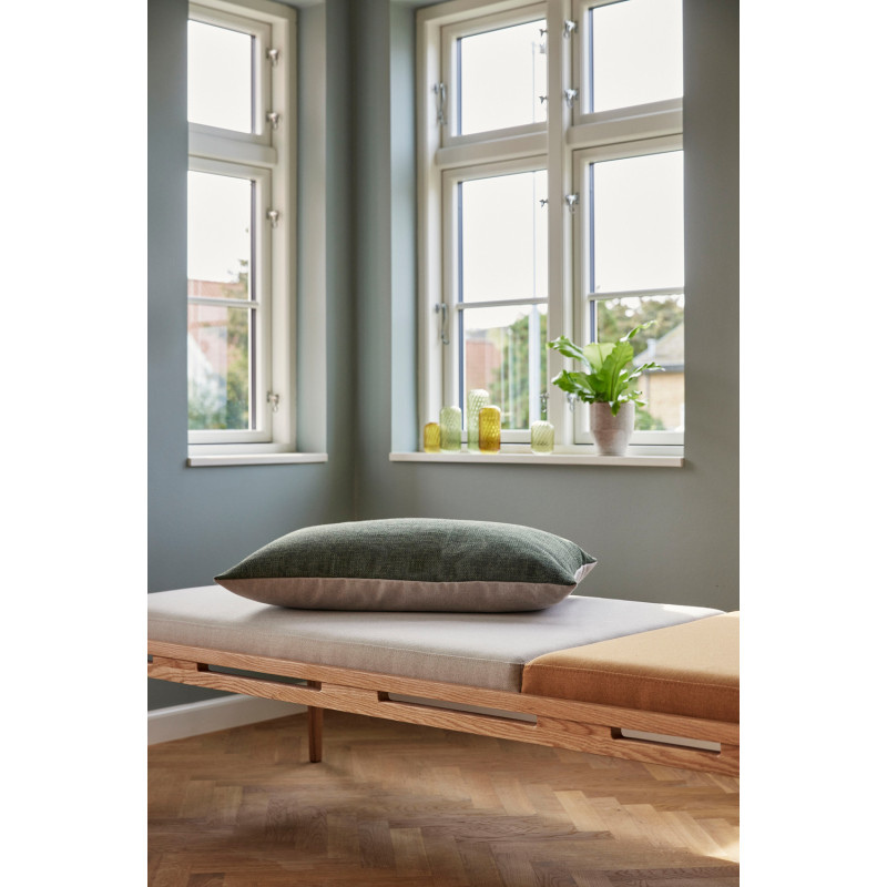 Banquette Daybed moderne 180x80 en Bois de chêne Naturel Tissu Beige Orange Amber - 10