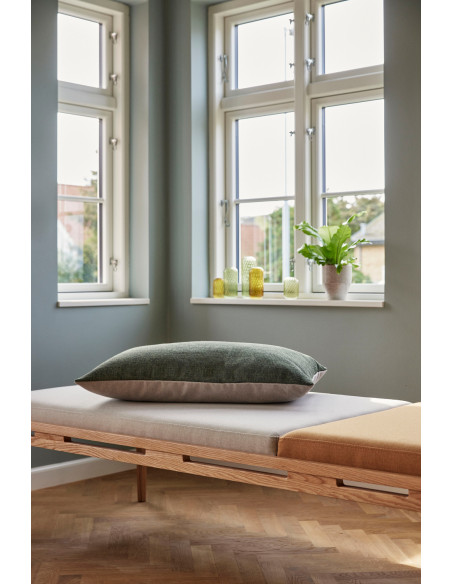 Banquette Daybed moderne 180x80 en Bois de chêne Naturel Tissu Beige Orange Amber - 10