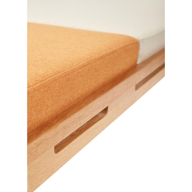 Banquette Daybed moderne 180x80 en Bois de chêne Naturel Tissu Beige Orange Amber - 5
