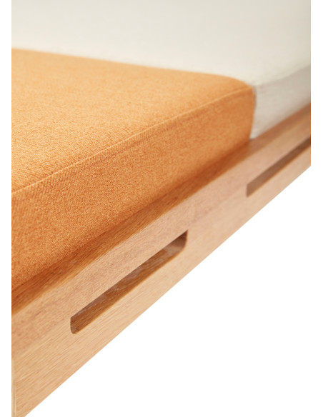 Banquette Daybed moderne 180x80 en Bois de chêne Naturel Tissu Beige Orange Amber - 5