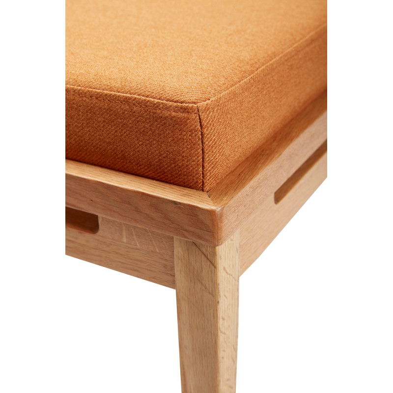 Banquette Daybed moderne 180x80 en Bois de chêne Naturel Tissu Beige Orange Amber - 4