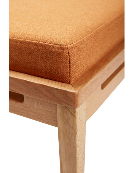Banquette Daybed moderne 180x80 en Bois de chêne Naturel Tissu Beige Orange Amber - 4