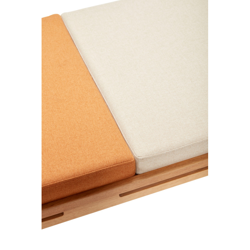 Banquette Daybed moderne 180x80 en Bois de chêne Naturel Tissu Beige Orange Amber - 6