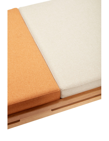 Banquette Daybed moderne 180x80 en Bois de chêne Naturel Tissu Beige Orange Amber - 6