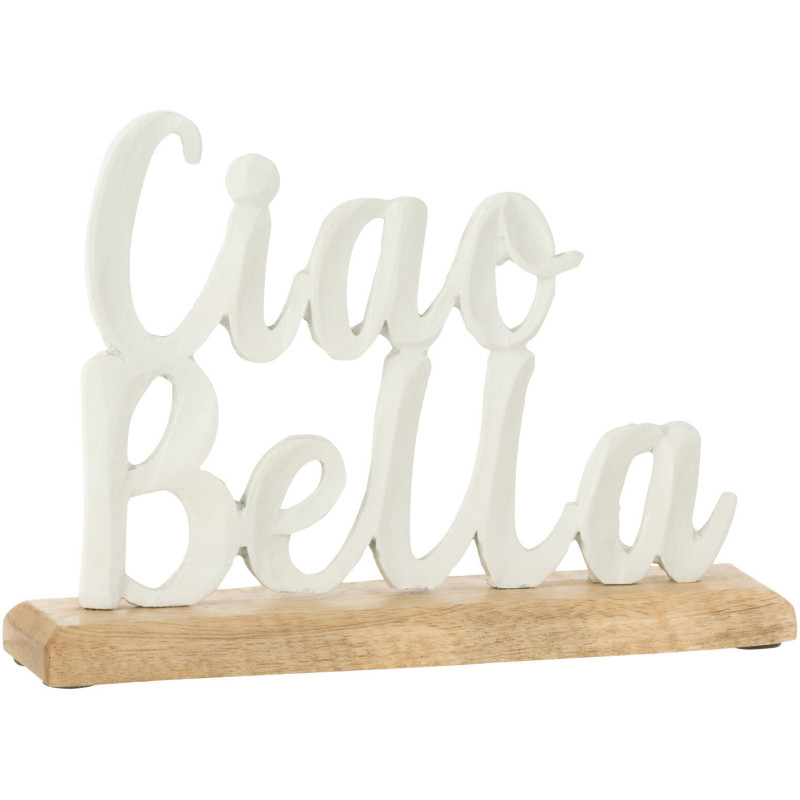 Objet déco à poser 23 cm en Métal Blanc Bois Naturel Ciao Bella - 1