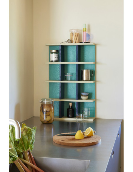 Grande Étagère murale originale 12 niveaux en Bois MDF Placage frêne Bleu Gris Galaxy - 3