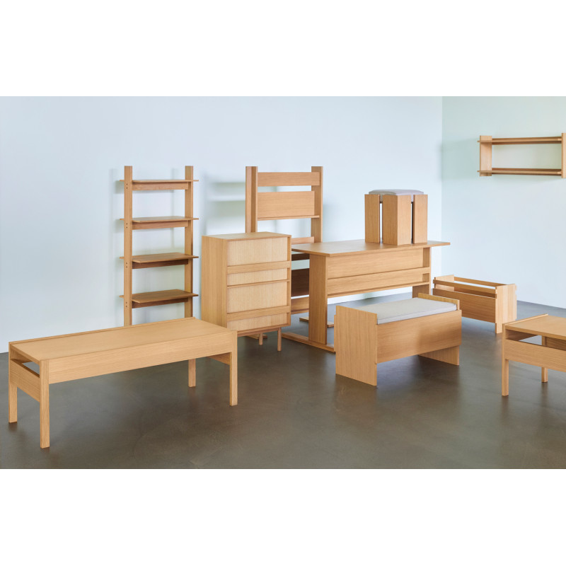 Grande Étagère murale moderne 2 niveaux en Bois MDF Naturel Effet chêne Forma - 8