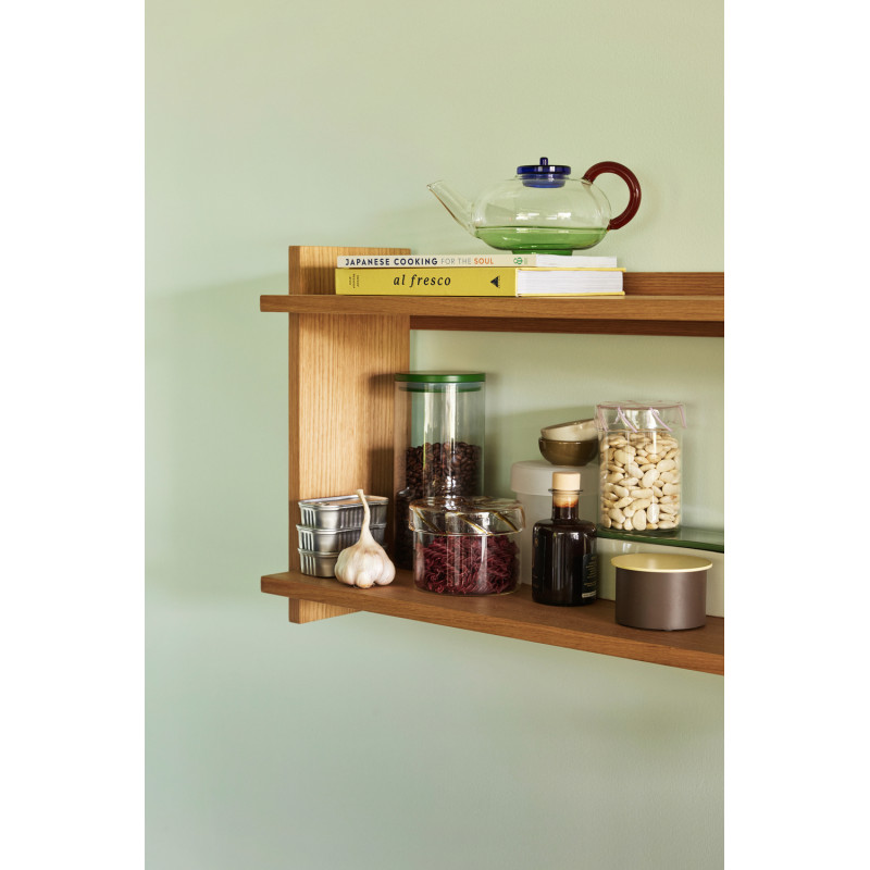 Grande Étagère murale moderne 2 niveaux en Bois MDF Naturel Effet chêne Forma - 6