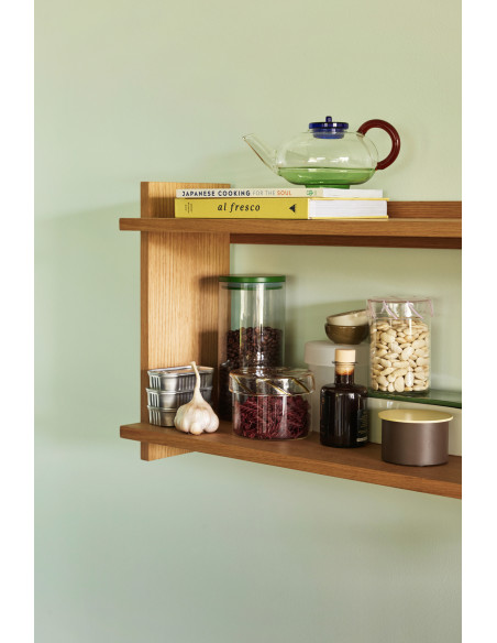 Grande Étagère murale moderne 2 niveaux en Bois MDF Naturel Effet chêne Forma - 6