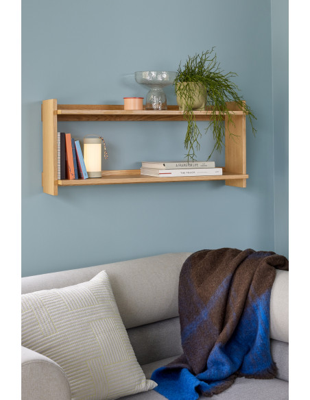 Grande Étagère murale moderne 2 niveaux en Bois MDF Naturel Effet chêne Forma - 2