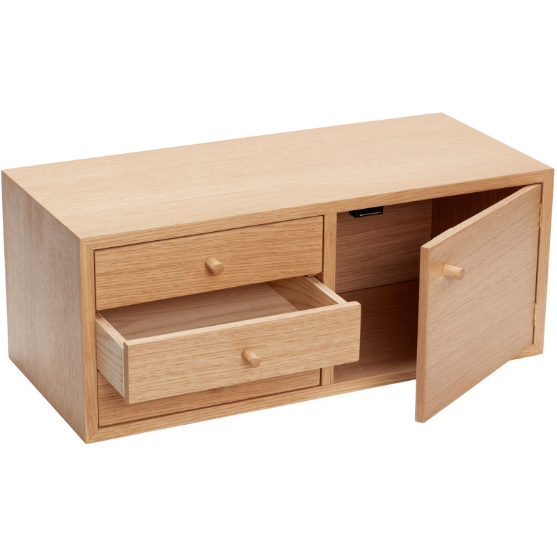 Étagère murale moderne 1 porte 3 tiroirs en Bois MDF Naturel Effet chêne Piccolo - 3