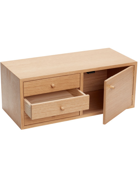 Étagère murale moderne 1 porte 3 tiroirs en Bois MDF Naturel Effet chêne Piccolo - 3