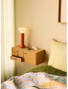 Étagère murale moderne 1 porte 3 tiroirs en Bois MDF Naturel Effet chêne Piccolo - 2