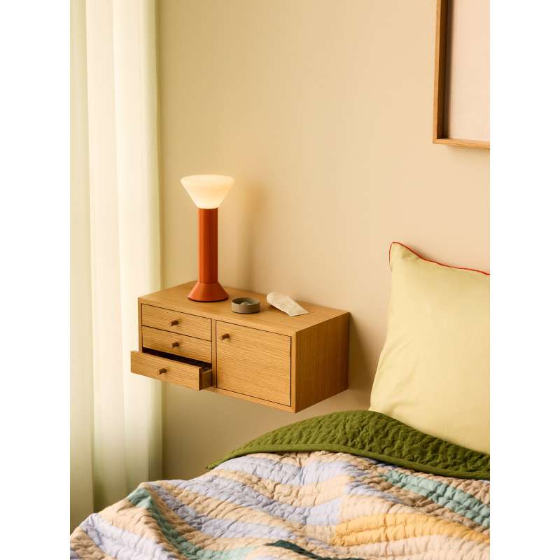 Étagère murale moderne 1 porte 3 tiroirs en Bois MDF Naturel Effet chêne Piccolo - 2