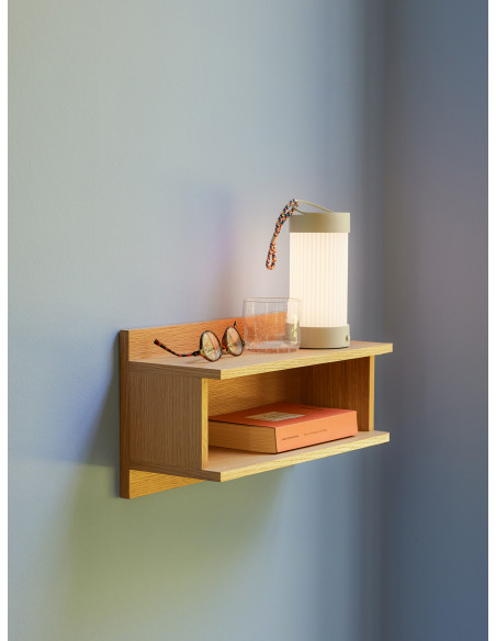 Chevet mural moderne 1 niche en Bois MDF Naturel Placage chêne Misty - 2