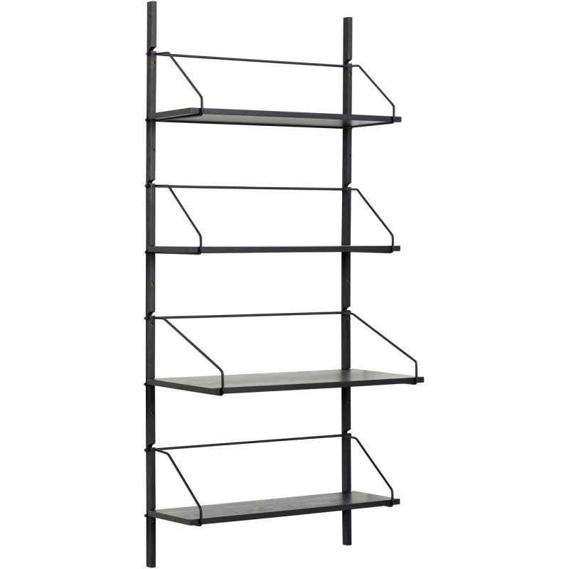 Grande Étagère murale moderne 4 niveaux en Bois de frêne Métal Noir Norm - 1