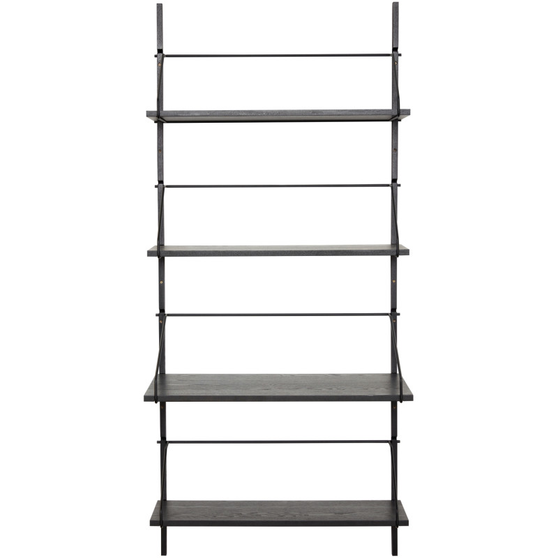 Grande Étagère murale moderne 4 niveaux en Bois de frêne Métal Noir Norm - 4